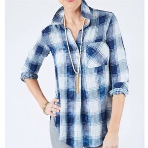 Cloth & Stone Anthropologie Parker Plaid Tunic Shirt / Size M